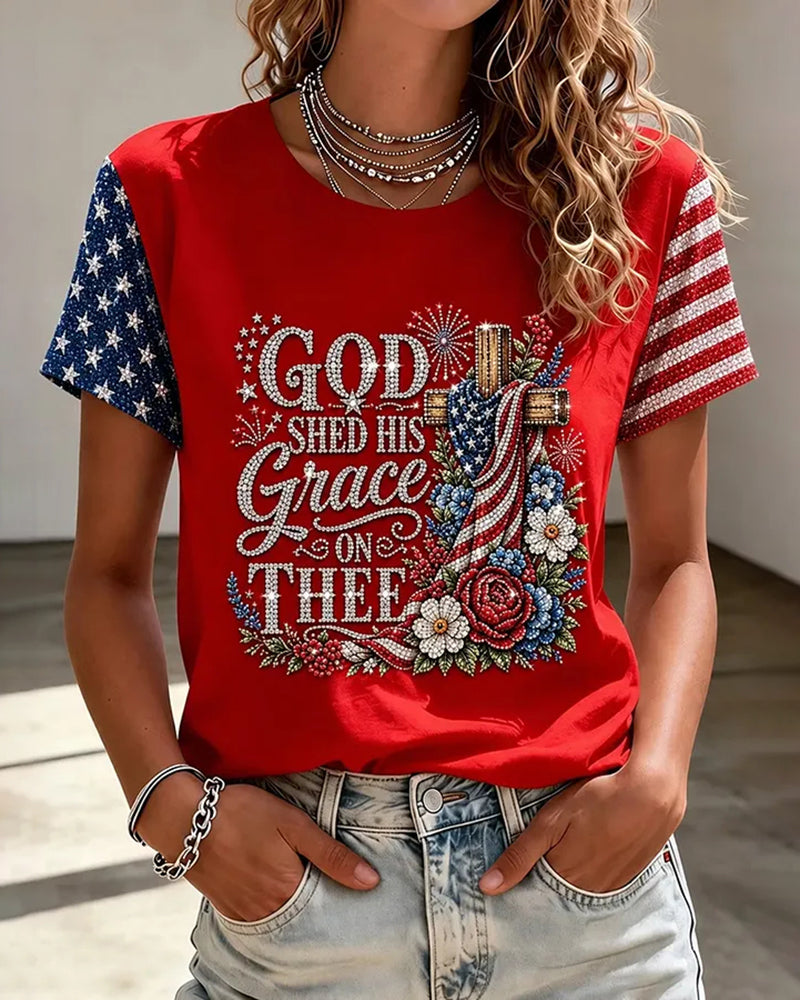 Women'S Casual Patriotic T-Shirt