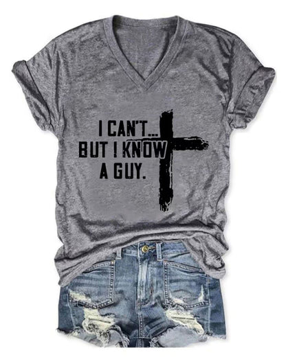 Women's Casual I Can'T But I Know A Guy Printed Short Sleeve T-Shirt