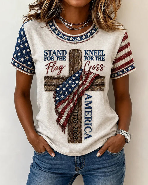 Women'S Casual Patriotic T-Shirt