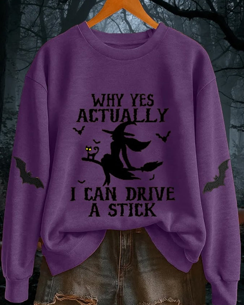 Women's Yes I Can Drive A Stick Print Casual Sweatshirt