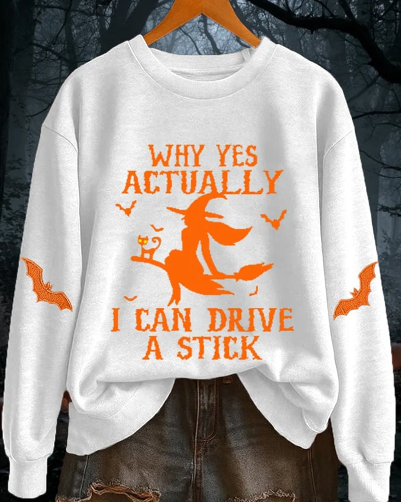 Women's Yes I Can Drive A Stick Print Casual Sweatshirt