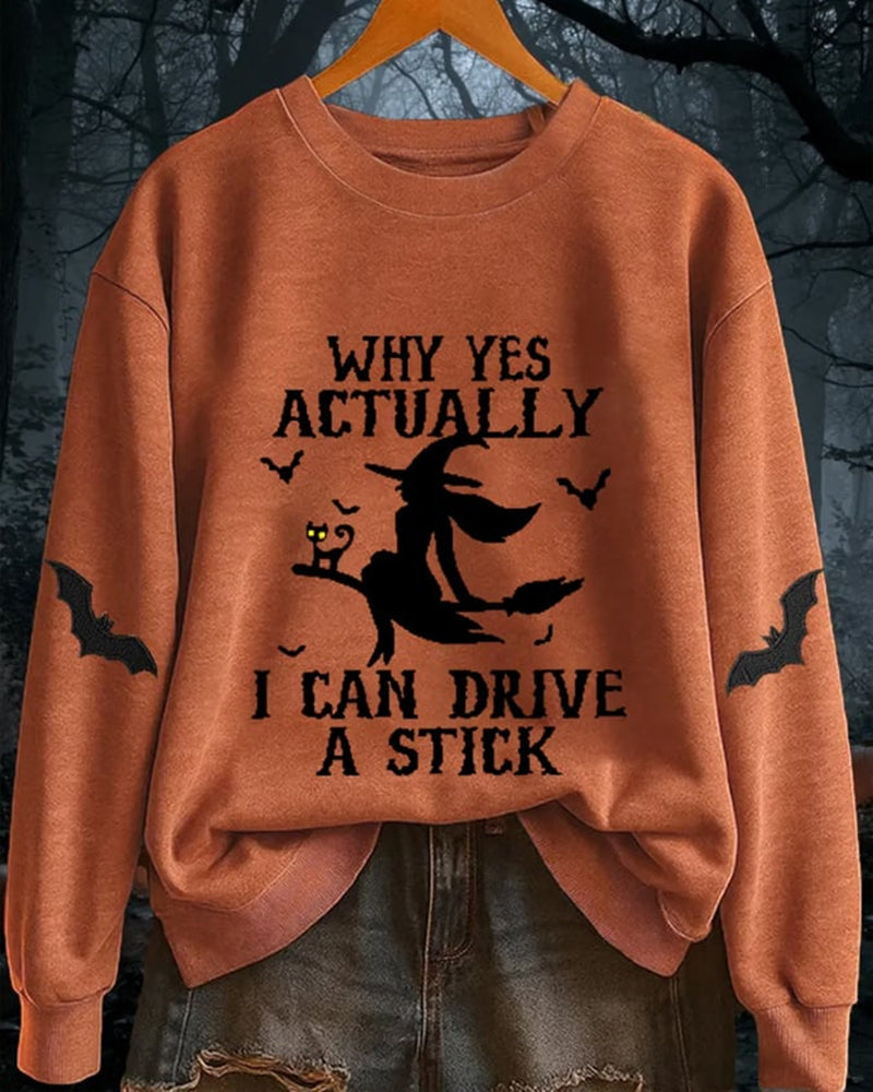 Women's Yes I Can Drive A Stick Print Casual Sweatshirt