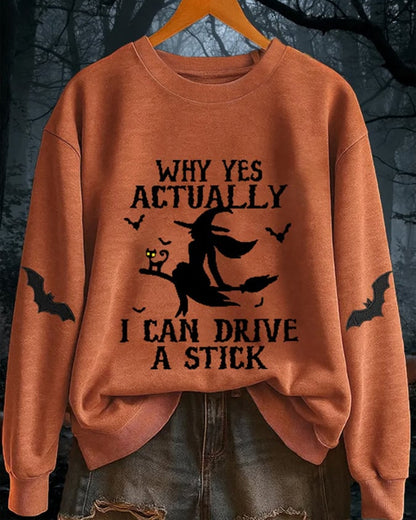 Women's Yes I Can Drive A Stick Print Casual Sweatshirt