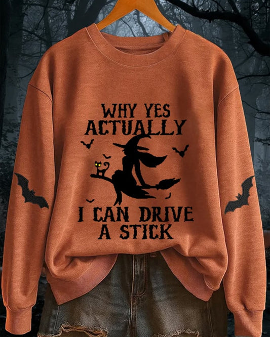 Women's Yes I Can Drive A Stick Print Casual Sweatshirt