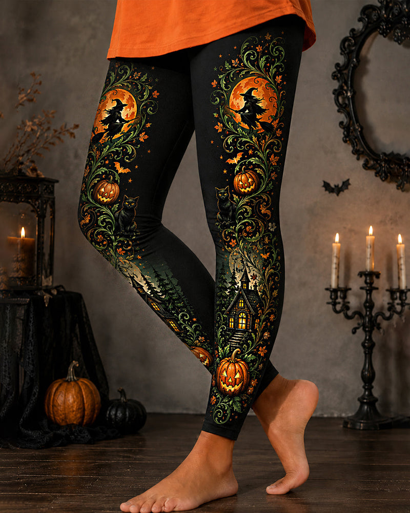 Women's Halloween Witch Print Casual Leggings