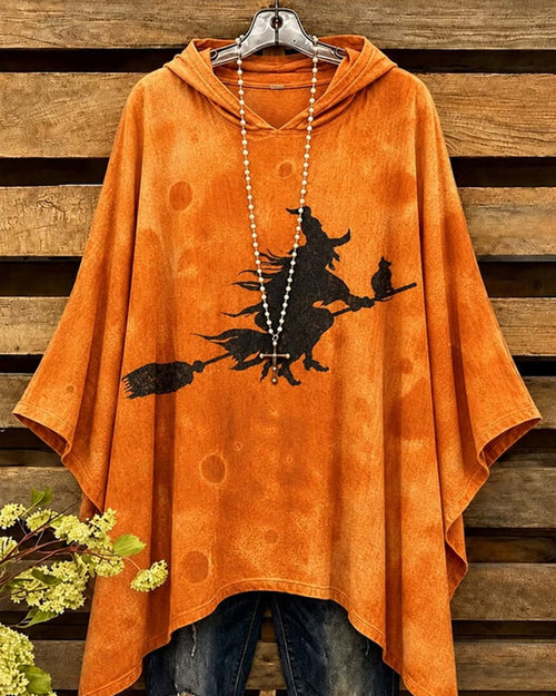 Women's Witch Silhouette Print Hoodie