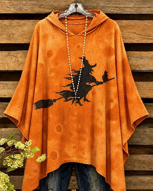Women's Witch Silhouette Print Hoodie