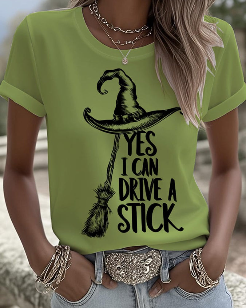 Women's I Can Drive a Stick Print Casual T-Shirt