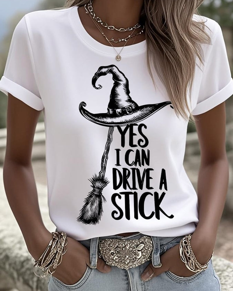 Women's I Can Drive a Stick Print Casual T-Shirt