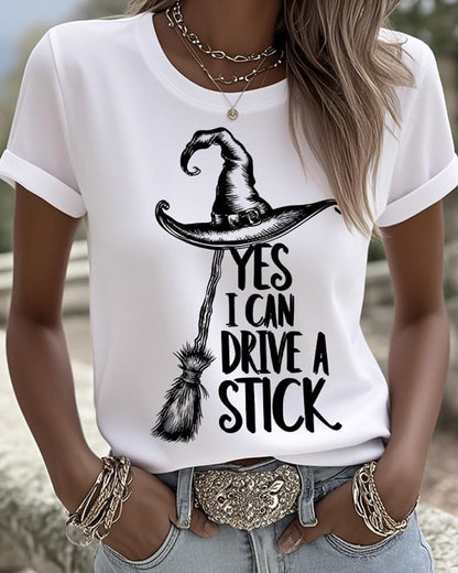 Women's I Can Drive a Stick Print Casual T-Shirt