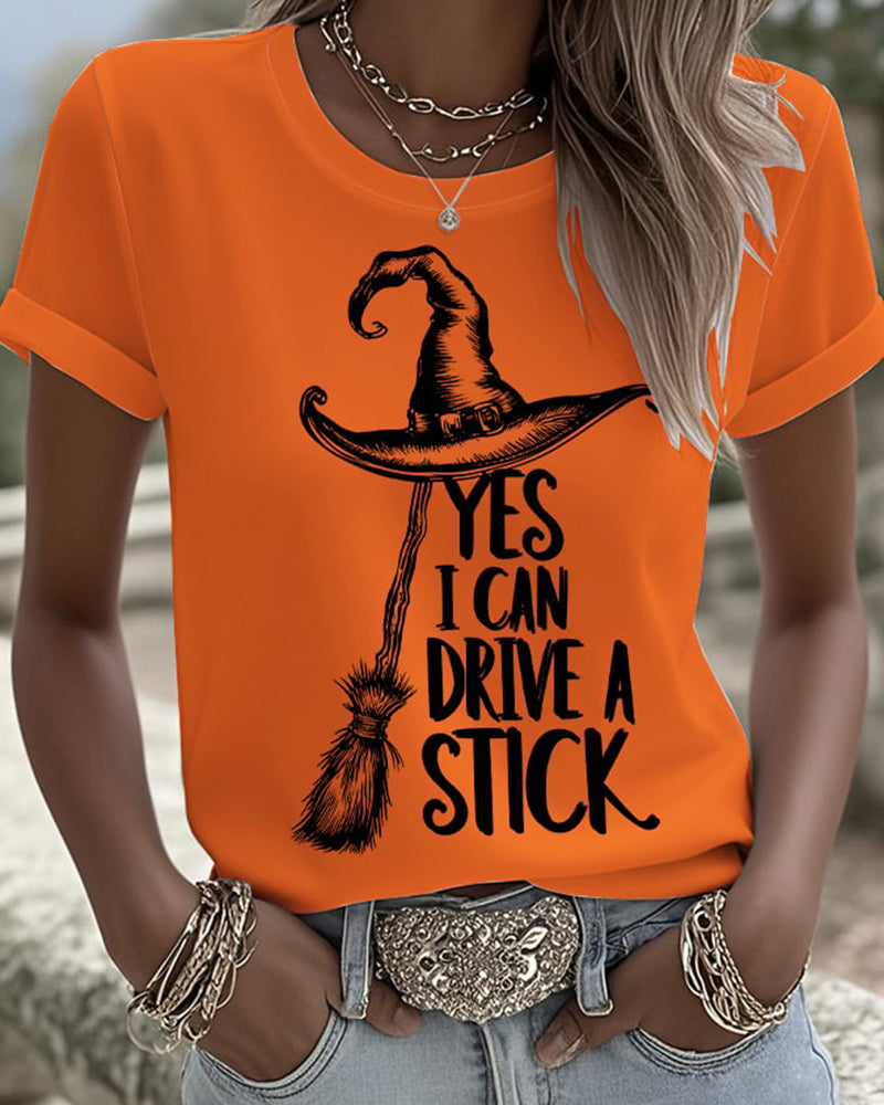 Women's I Can Drive a Stick Print Casual T-Shirt