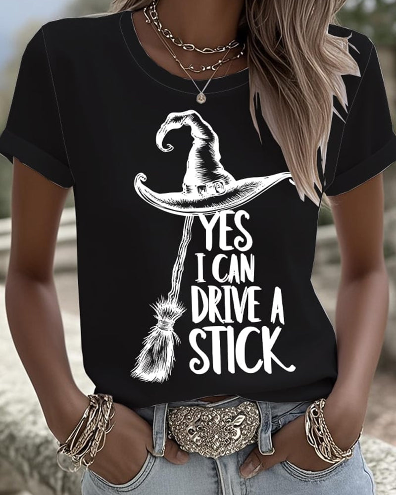 Women's I Can Drive a Stick Print Casual T-Shirt