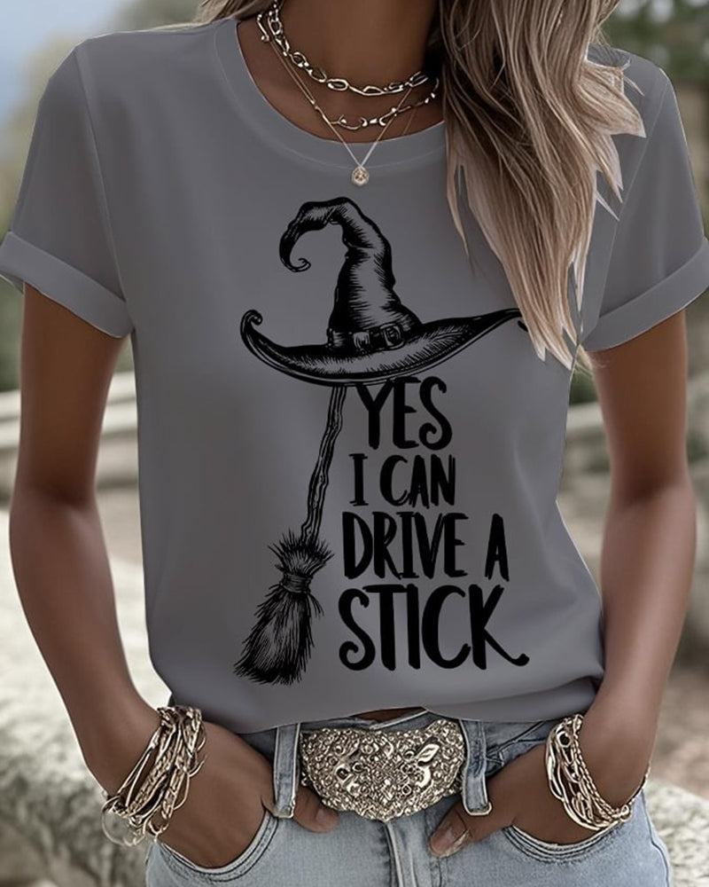 Women's I Can Drive a Stick Print Casual T-Shirt