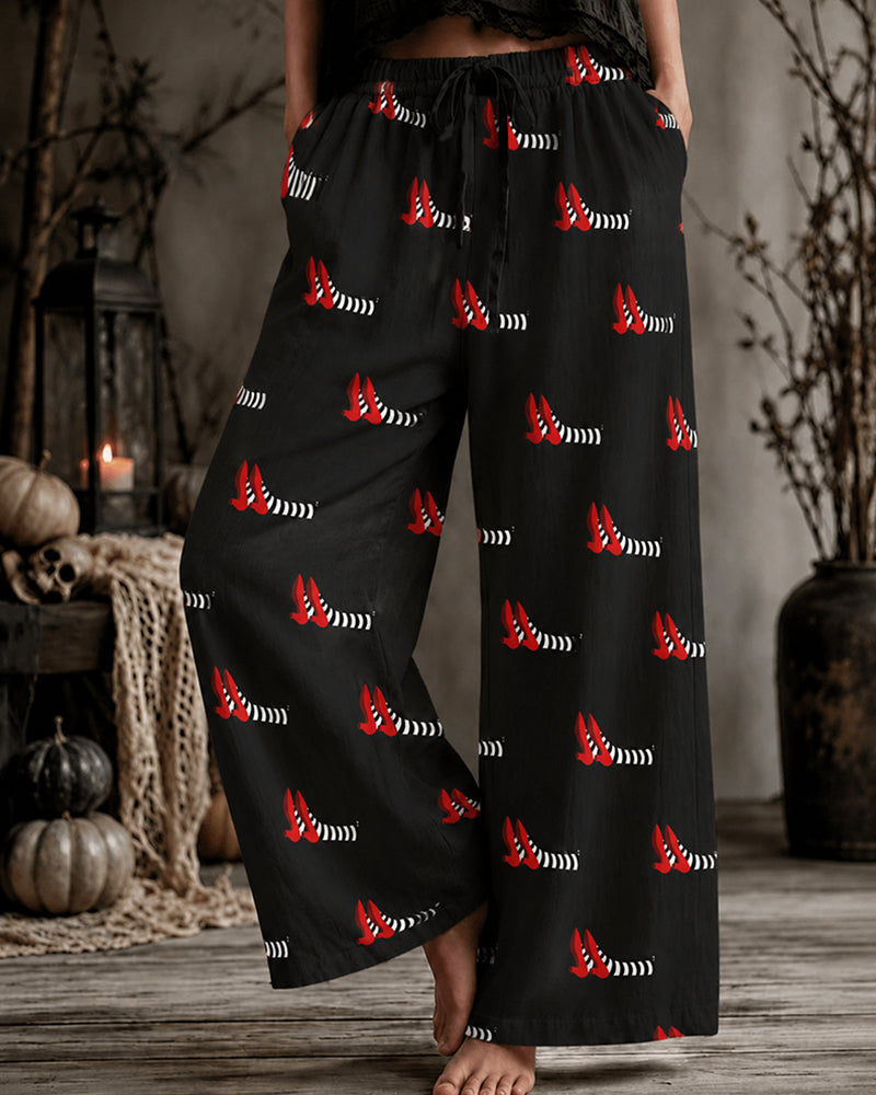 Women's Halloween Witch Print Trousers