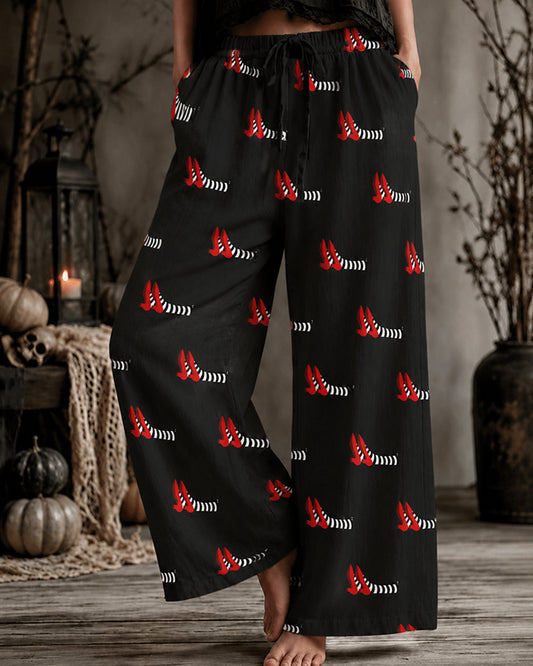 Women's Halloween Witch Print Trousers