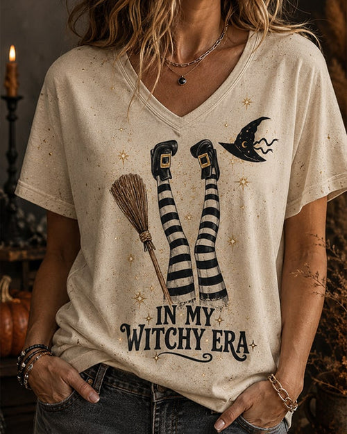 Women'S Casual Halloween Print V-Neck Top
