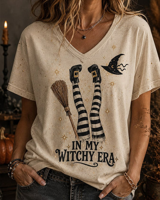 Women'S Casual Halloween Print V-Neck Top