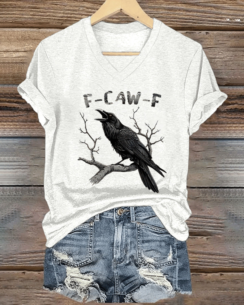 Women's F-Caw-F Raven Print Casual T-shirt