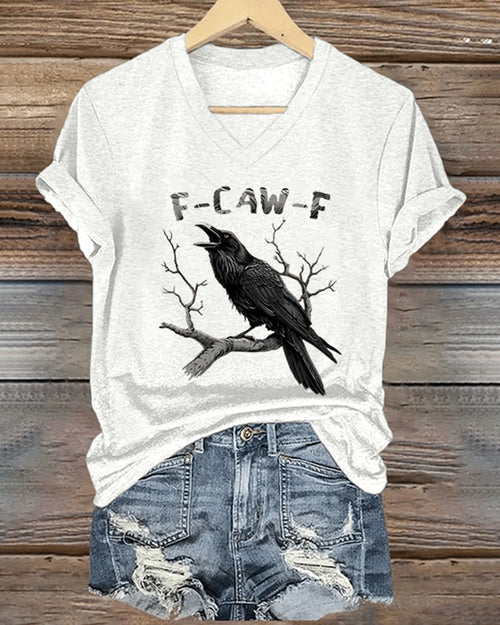 Women's F-Caw-F Raven Print Casual T-shirt