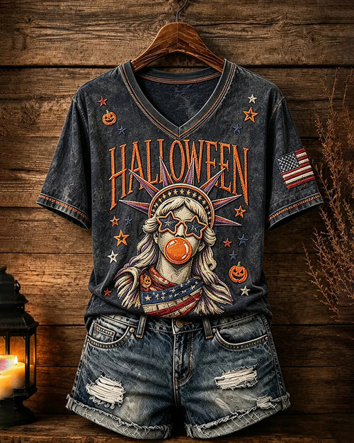 Women's Patriotic Design Halloween T-shirt