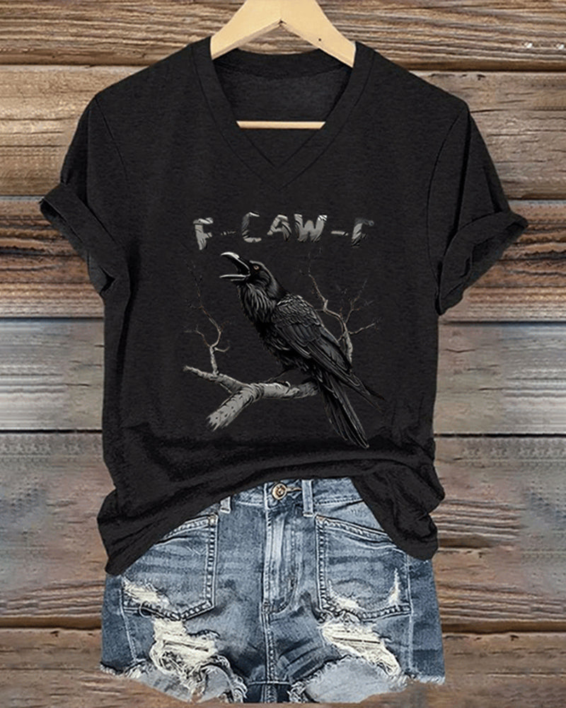Women's F-Caw-F Raven Print Casual T-shirt