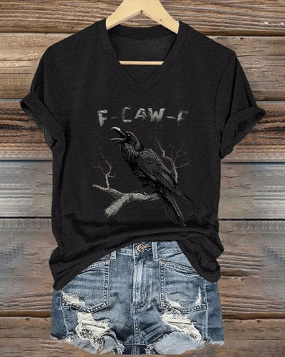 Women's F-Caw-F Raven Print Casual T-shirt