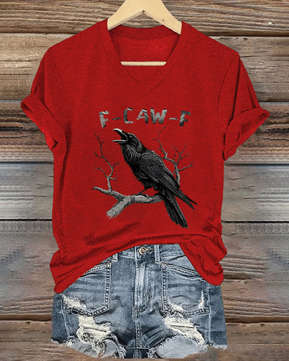 Women's F-Caw-F Raven Print Casual T-shirt