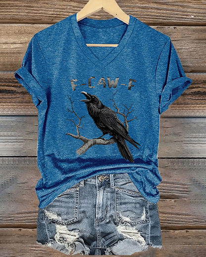 Women's F-Caw-F Raven Print Casual T-shirt