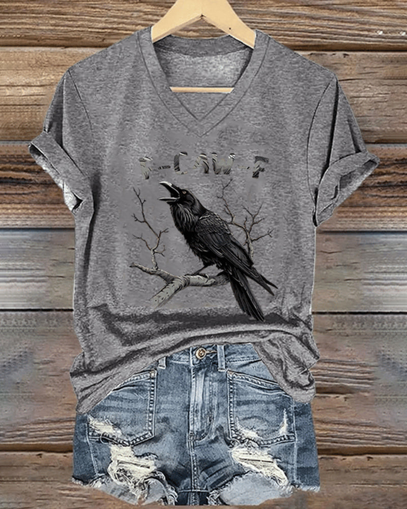 Women's F-Caw-F Raven Print Casual T-shirt