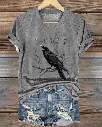 Women's F-Caw-F Raven Print Casual T-shirt