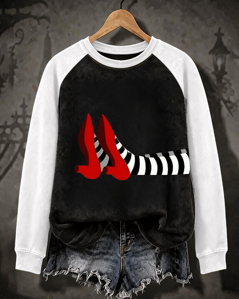 Women’s Halloween-Printed Casual Crew-Neck Sweatshirt