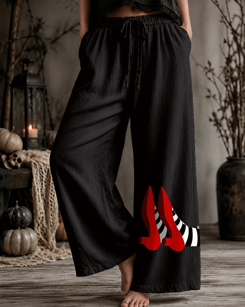Women's Halloween Witch-Print Trousers