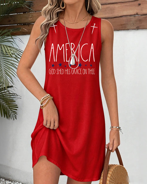 GOD SHED HIS GRACE ON THEE Round Neck Sleeveless Mini Casual Dress