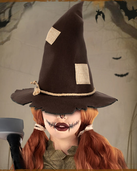 Halloween Scarecrow Patch Witch Hat