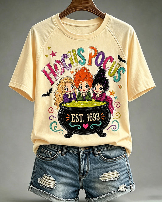 100% Cotton Vintage Hocus Pocus Crew Neck Short Sleeve Tshirt