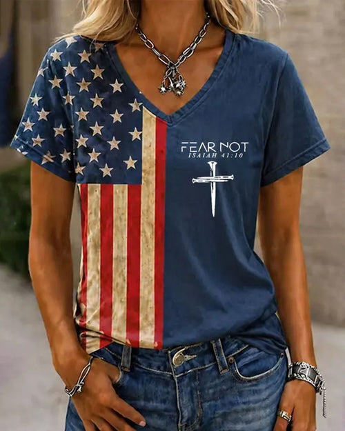 Women'S Faith Flag Printed T-Shirt