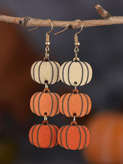 Women's Halloween Thanksgiving Pumpkin Wooden Earrings