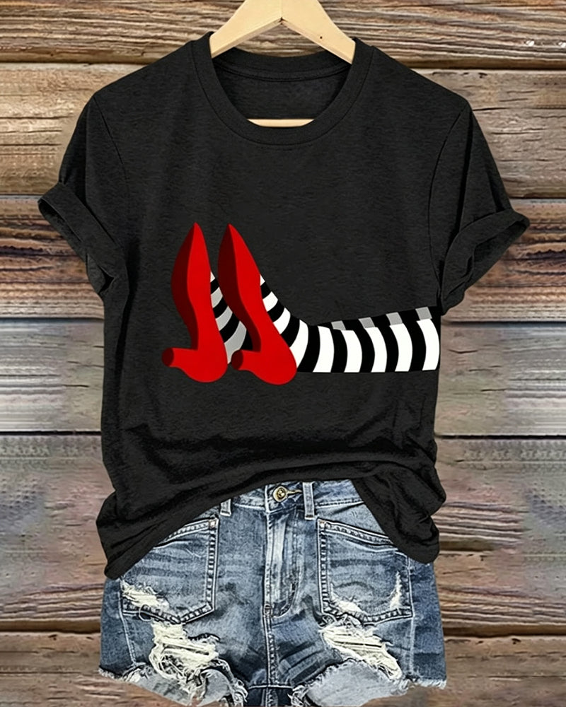 Women’s Halloween-Printed Casual Crew-Neck T-Shirt