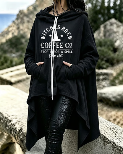Women's Halloween Come Over and Cast A Magic Spell Loose Irregular Hoodie