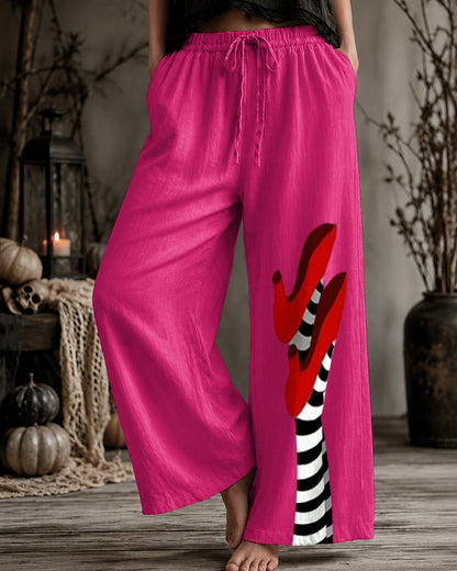 Women's Halloween Witch-Print Trousers
