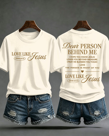 LOVE LIKE JESUS Scripture Print Round Neck Short Sleeve T-Shirt