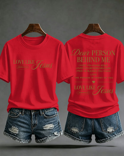 LOVE LIKE JESUS Scripture Print Round Neck Short Sleeve T-Shirt