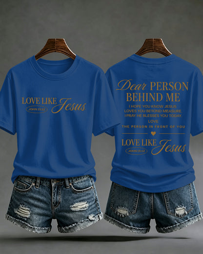 LOVE LIKE JESUS Scripture Print Round Neck Short Sleeve T-Shirt