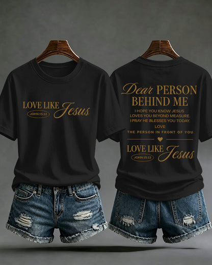 LOVE LIKE JESUS Scripture Print Round Neck Short Sleeve T-Shirt