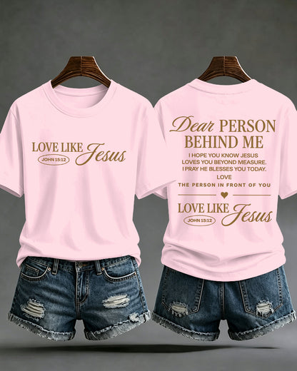 LOVE LIKE JESUS Scripture Print Round Neck Short Sleeve T-Shirt