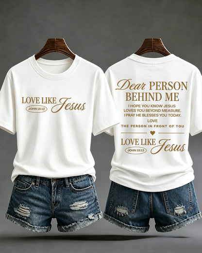 LOVE LIKE JESUS Scripture Print Round Neck Short Sleeve T-Shirt