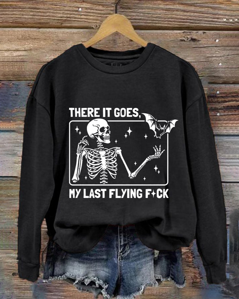 Women's Halloween There It Goes My Last Flying F*ck Print Crew Neck Sweatshirt