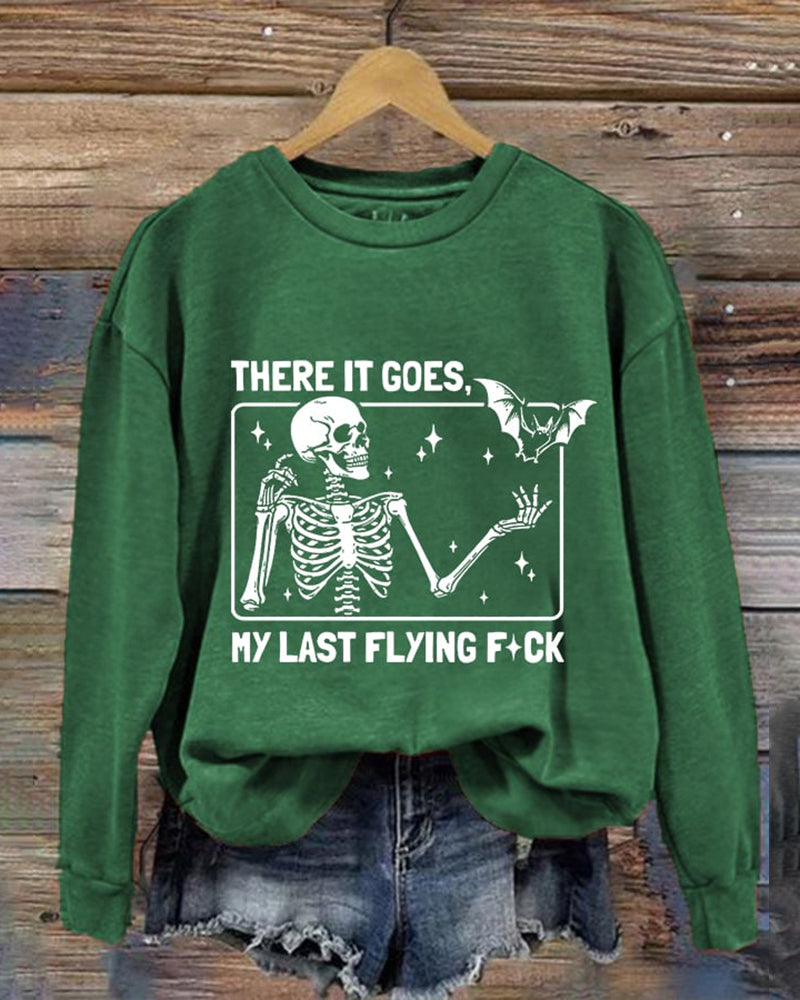 Women's Halloween There It Goes My Last Flying F*ck Print Crew Neck Sweatshirt