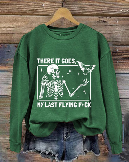 Women's Halloween There It Goes My Last Flying F*ck Print Crew Neck Sweatshirt