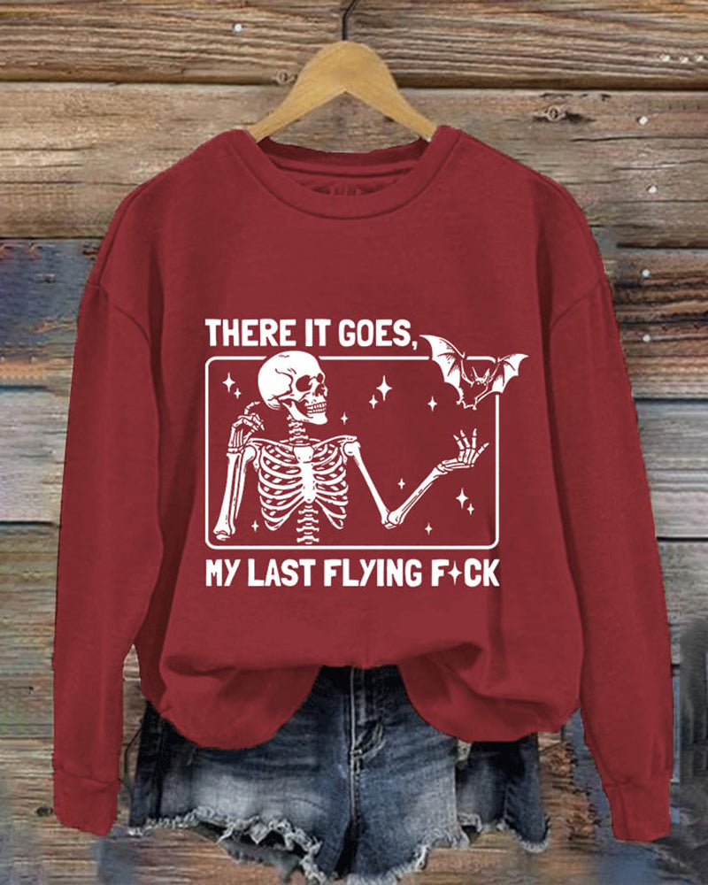 Women's Halloween There It Goes My Last Flying F*ck Print Crew Neck Sweatshirt
